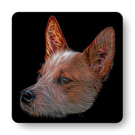 Fractal Artworks Australian Cattle Dog - Red Heeler Coaster with Fractal Art Design #1-4. Perfect Dog Owner Gift.