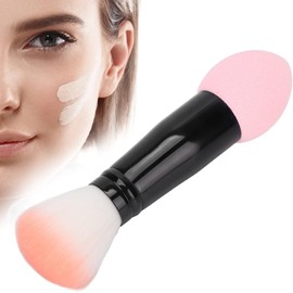 Brocha de Maquillaje, Brocha para Rubor Multifunción, Brocha de Fibra Y Esponjosa de Doble Cabezal, Brocha de Belleza para Maquillaje de Cabello, Brocha para Polvos (Pink)