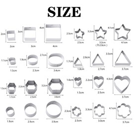 8 Geometric Shapes Cookie Cutters Set, DIY Stainless Steel Metal Cookie Cutters Set, Star Flower Hexagon Round Heart Square Triangle Oval (24 Pieces Small Cookie Cutters)