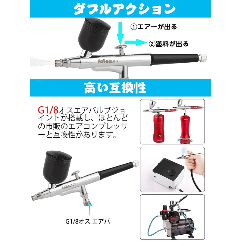 【3 Types of Paint Cups】Airbrush 0.5mm Large Diameter Double Action
