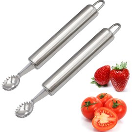YARZFERI 2 Pcs Stainless Steel Tomato Corer Tool Strawberry Huller Tool Multi-Function Tomato Corer Remover for Strawberry,Tomato,Vegetable and Fruit Corer