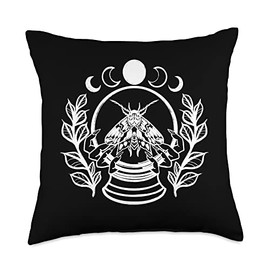 Witchy Luna Moth Witchy Crystal Ball Luna Moth Celestial Throw Pillow, 18x18, Multicolor