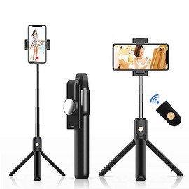 Selfie Stick Tripod Bluetooth, 3 in 1 Profesional de Aluminio Resistente Selfie StickLigero y Estable Rotación de 360 , Obturador Remoto inalámbrico  