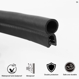 EdgeSeal Rubber Seal Edge Trim Top Bulb Weather Resistance Strip Reduce Noise 48'Length