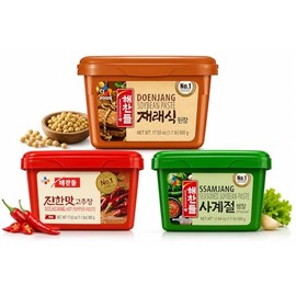 Pastas Coreanas Tradicionales – Gochujang, Doenjang y Ssamjang, Pack de 3, 500 g c/u