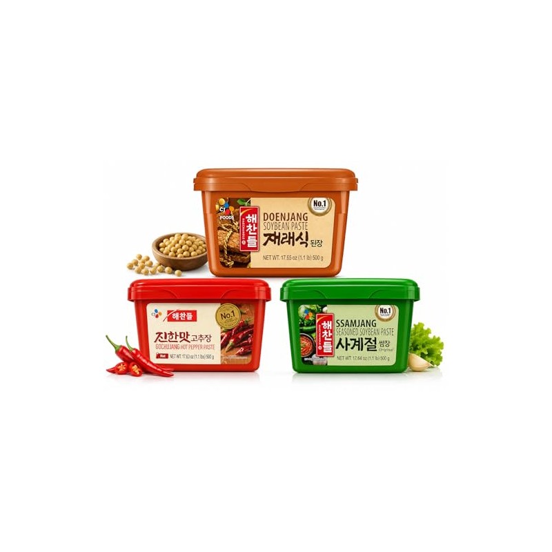 Pastas Coreanas Tradicionales – Gochujang, Doenjang y Ssamjang, Pack de