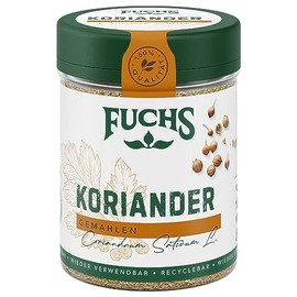 Fuchs Spices - Ground Coriander - Finely Ground Spice for Pastries, Hearty Game Meat, Cabbage Dishes - Natural Ingredients - 50 g in Reusable, Recyclable Tin