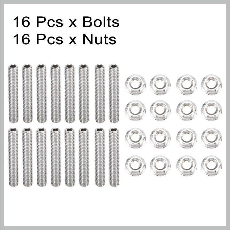 RATCHROLL 16pcs Stainless Steel Exhaust Manifold Bolt Stud Hardware for