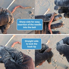 F2M - Box of 5 hollow worm needles – Tube of 5 perforated needles for natural baits – 5 pieces of 20cm stainless steel needles for baiting – Surf fishing (10, 20cm)