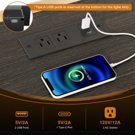 REAHOME 63" TV Stand for 65 75 Inch TV, Entertainment Center with Charging Station and LED Light, Media Console Table with Storage Cabinets & Shelves, Dresser TV Stand for Living Room, Charcoal Black