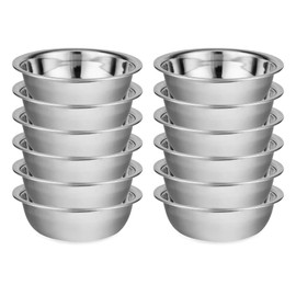 TREEHAC 12 Pack 10.24 x 2.76 Inch Stainless Steel Mixing Bowls for Bulk Food Prep with Nesting Design for Hotel Restaurant and Home Kitchen Cooking in Silver