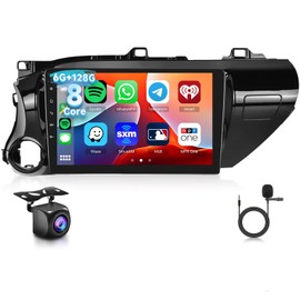 [6G+128G] 8-Core Car Radio for Toyota Hilux 2015-2020 Android Car Stereo with Bluetooth GPS,Hodozzy 10.1 Inch Touch Screen with Wireless Carplay Android Auto,WiFi USB,DSP,FM RDS
