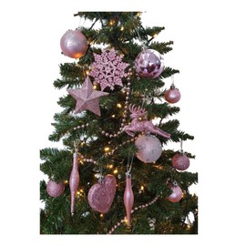 Simply Products Christmas Tree Decoration Baubles 3.8cm - Great Christmas Tree Hanging Ball Decorations, Matte & Glitter Baubles Pack of 12-3.8cm (Blush (Pink) Matte & Glitter)