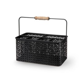 YOOGAR Metal Silverware Caddy - 6 Compartment Utensil Caddy Cutlery Holder, Silverware Basket for Party,Black