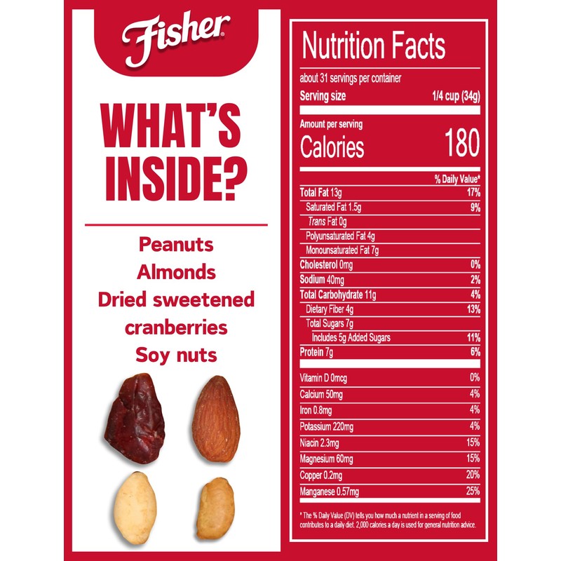 Fisher Snack Hunger Fighter Bulk Trail Mix, 38 oz (Pack