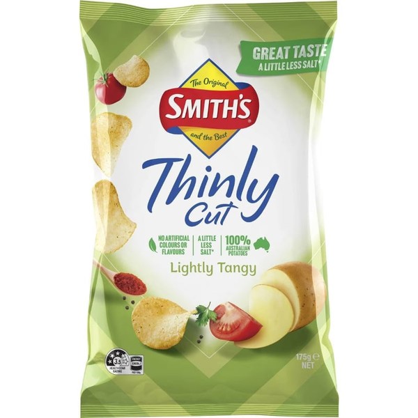 Smiths Thinly Cut Chips 40% Less Sodium Lightly Tangy 175g