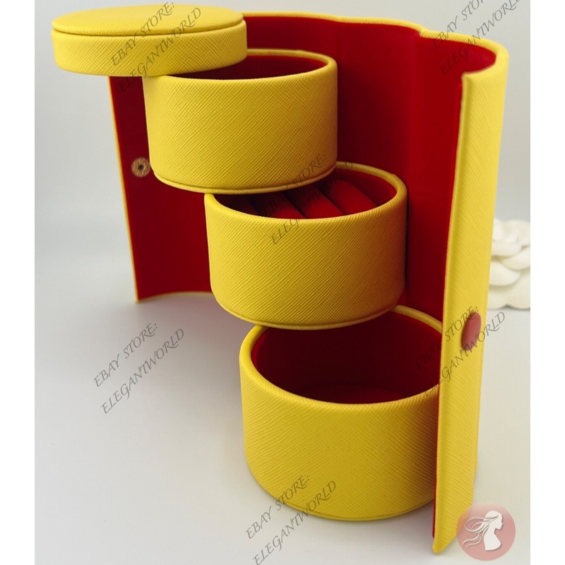 Bloomingdales Bloomingdale's Yellow Portable Travel Jewelry Organizer Holder Box 5"
