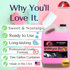 3E The Carwash Manufacturer BUBBLEGUM FUN CAR HOME AIR FRESHENER ODOR ELIMINATOR AREA DEODORIZER, SHIPS FREE - 128 FL OZ (1 GALLON)