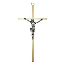 Trinity Church Supply Brass Crucifix Decorative Hanging Wall Crosses Christmas Gift, 7 Inch Height, Pack of 4