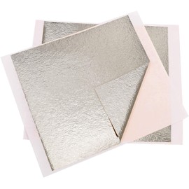 VGSEBA Gold Leaf Sheets, 100 pcs 5.1" x 5.3" Antique Silver Imitation Gold Foil Papers for Gilding Crafts, Furniture Decorations, Arts Project.