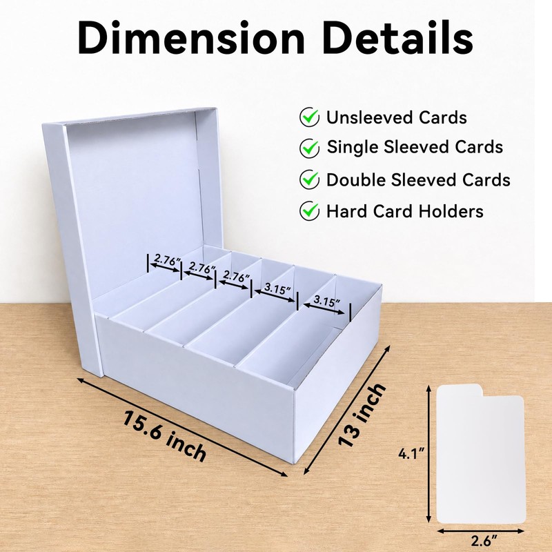 Trading Card Storage Box for Bulk Card Organizer,5 Rows With
