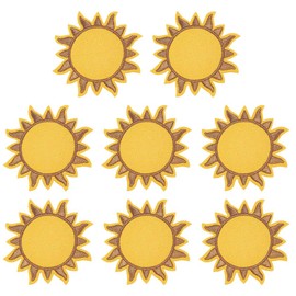 FINGERINSPIRE 8 Pcs Sun Sew on Appliques Gold Sunshine Embroidery Cloth Patches 3" Polyester Sun Badge Sign Patch Sun Shape Sewing Applique Decorative Repair Patch for Backpack Jacket Jeans Clothes