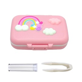 WADY 1Pcs Kit De Recuerdo Para El Hada De Los Dientes Para Niños Caja De Almacenamiento Para 20 Dientes De Leche, Contenedor De Recuerdo Para El Cabello Resistente Al Agua Con Diseño Colorido. (Rosa)