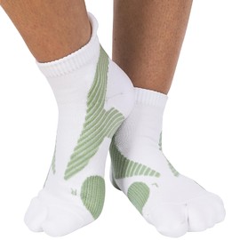 ZenToes Padded Bunion Relief Socks for Women and Men with Big Toe Separator, Built-In Bunion Protector Cushion, Arch Compression, Moisture Wicking Cotton Blend - 1 Pair (Sage and White, Medium)