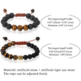 Cupimatch Set of 2 Pairs Bracelets Set for Him and Her Skull Crown Beads Couple Bracelet Black Agate Stone with Zirconia Friendship Bracelet Bangle for Men and Women, Stone