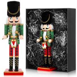 Gejoy 12 Inch Christmas Nutcrackers Decorations Wooden Nutcracker Figures Ornament Festive Collectible Nutcracker Soldier Crafts for Christmas Tree Outdoor Table Decor Xmas Gifts(Elegant)