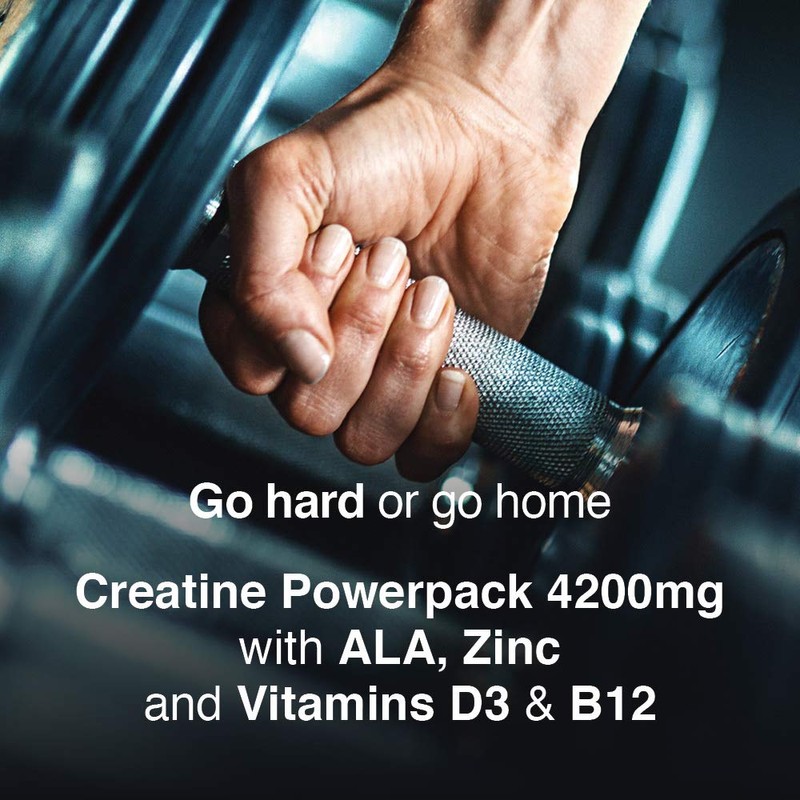 Creatine Monohydrate Capsules High Strength, 4200mg, ALA, Vitamin D B12,