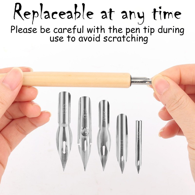 Penitue Comic Dip Pen Set with 2 Wooden Holders &