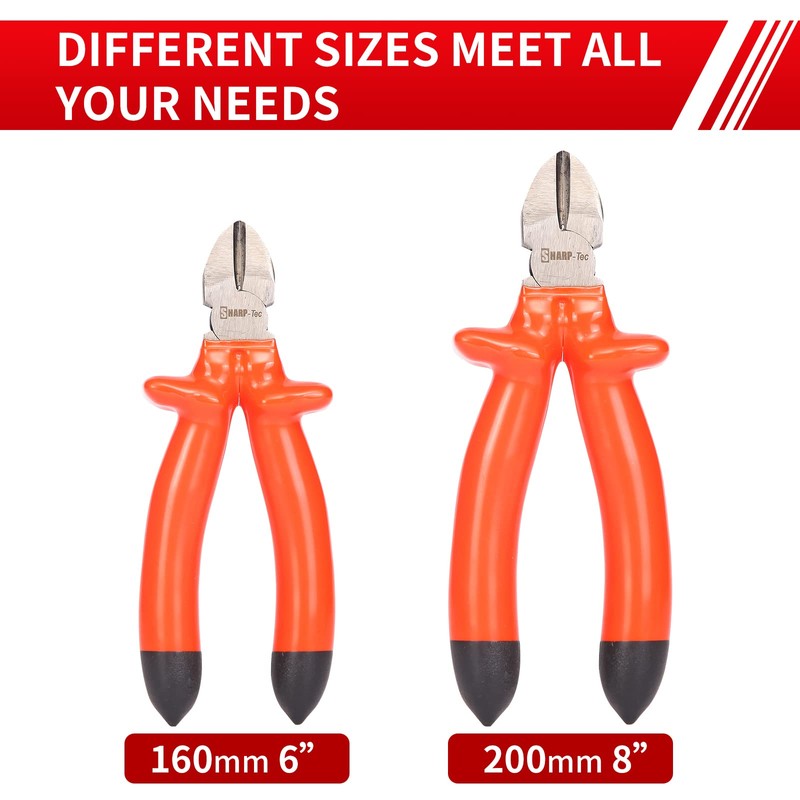 Sharp-tec 1000V Insulated Side Cutters Electrical, 160mm Snips Electrical Wire