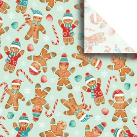 Printed Christmas Gift Tissue 20" x 30", Gingerbread Cookies (24 Folded Sheets) Decorative Wrapping Tissue Paper for Holiday Gifts, Bags, Crafts