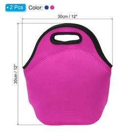 PATIKIL Neoprene Lunch Bags, 2Pack 12"x6"x12" Insulated Lunch Bags Reusable Bento Bags Thermal Lunch Tote for Men and Women, Rose Red, Blue
