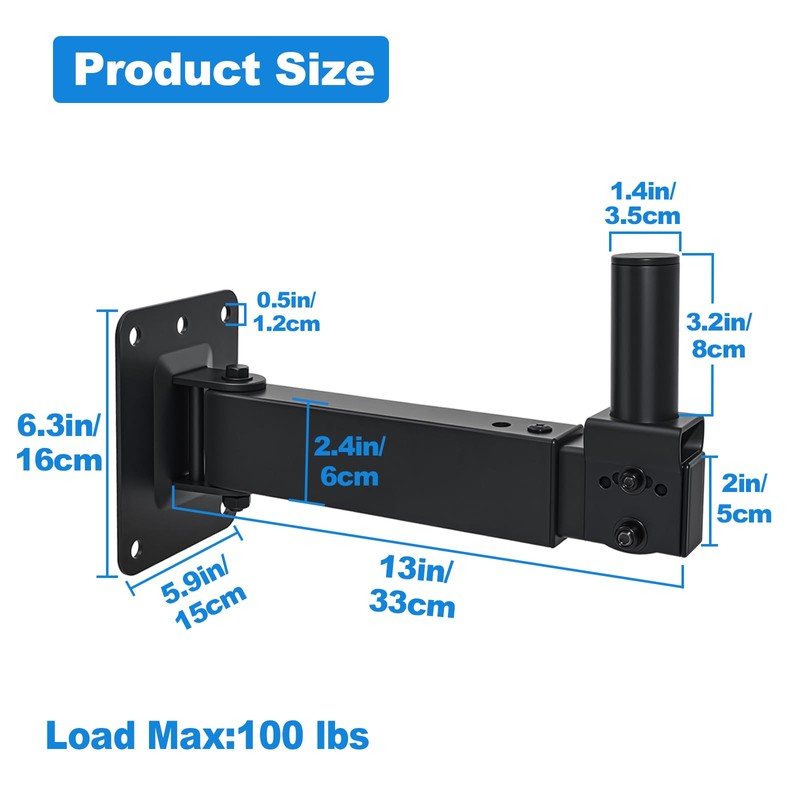 Heavy Duty Speaker Wall Mount,Adjustable Tilt & Swivel Wall Mount