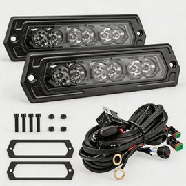 Flush Mount LED Pods with Wiring Harness Kit, 2PCS 6 Inch 120W CREE LED Spot Grill Lights Trailer Reverse Lights Off Road Lights Flush Mount Fog Lights Rear Bumper Pod Lights for Truck Pickup ATV UTV