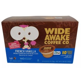 Wide Awake Coffee Pods 10-Pk French Vanilla Light Roast, K Single Cup Brewer