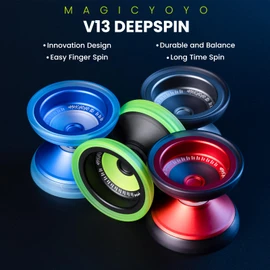 MAGICYOYO V13 DEEPSPIN Bi-Material Yoyo for Kids 8-12 and Adults, Dual Purpose Professional Yoyo for All Skill Levels, Trick Yo yo with 12 Yo-yo Strings, Finger Brace, Bearing Kit-Black+Yellow Rings