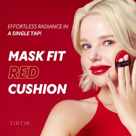 TIRTIR Mask Fit Red Cushion Foundation | Full coverage, Weightless, Skin fit, Satin Glow Finish, Korean Makeup, beauty, Tattoo cover up, Buildable (#13C Fair, 0.63 Fl Oz)