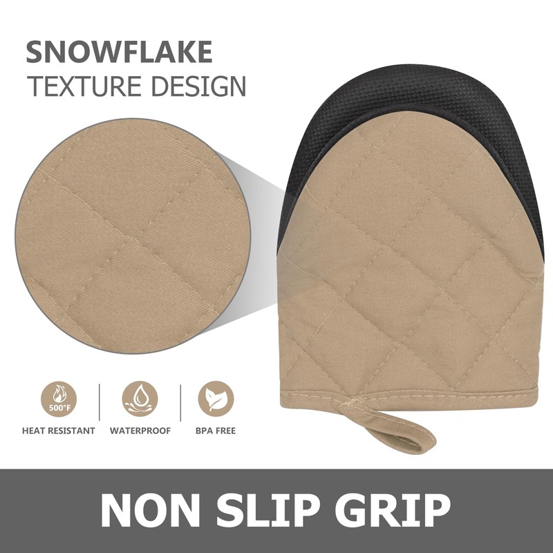TOPSKY 2-Pack Short Oven Mitts, 7-Inch Heat Resistant Cotton Twill