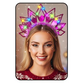 JEAIRTS Light Up Christmas Headband Glowing Xmas Headpiece Led New Year Hair Accessories for Women