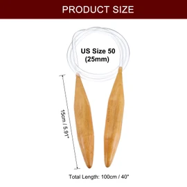 HARFINGTON US Size 50(25mm) Circular Knitting Needles 40 Inch / 100cm Round Wooden Needle for Handmade Projects DIY Knitting Blankets Socks Hats Sweaters