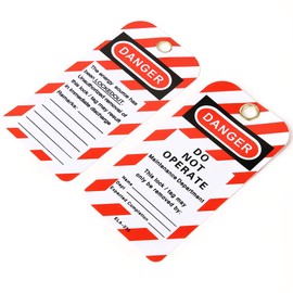 POFET Pack of 20 Lockout Tagout Labels, Nylon Plastic with Cable Ties, Danger Do Not Operate Loto Tag, Compliance Safety Tats for Lock Out, Out of Service, Electrical Equipment