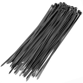 50Pcs Cable Zip Ties 200mm x 3.6mm / 8 x 0.14 Inch Self-Locking Nylon Tie,40LBS Tensile Strength,Wraps Cord Management,Plastic Wire Ties for Home,Office,Garden,Outdoor,Black 20cm x 0.36cm