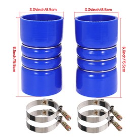 3 Inch Silicone Charge Air Cooler Hump Hose Boot Set 3" X 6" with T Bolt Clamp Blue (Hose-3060-BU)