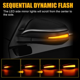 SUPAREE LED Side Mirror Turn Signal Lights, Sequential Dynamic Indicator Strip fit for 2014-2024 4Runner, 2013-2018 RAV4, 2015-2018 Noah-Smoked Lens