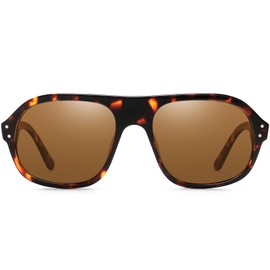 DUCO Retro Sunglasses for Men Women Polarized Sunglasses UV400 Protection Sun Glasses Acetate Frame DC2386 (Tortoise Frame Brown Lens)