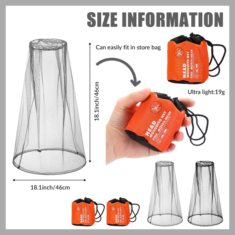 Hestya 2 Pack Mosquito Head Mesh Net Midge Insects Bugs