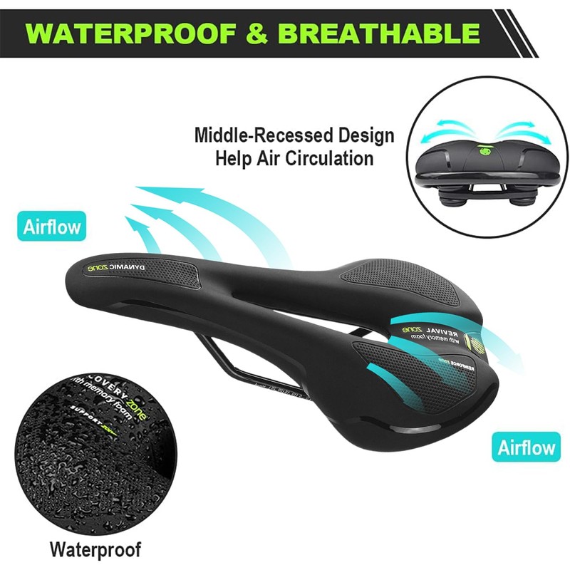 Bicycle Saddle Comfortable Soft Memory Foam Ergonomic Shock Absorbing Breathable